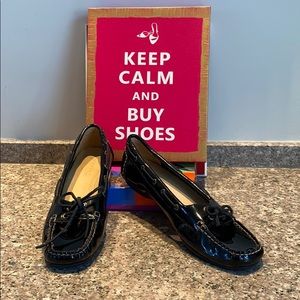 Sperry Top Siders black patent leather loafers 7.5